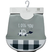 Wholesale - 2pk Grey "I Dig You" Silicone Baby Bibs C/P 60, UPC: 195010114738